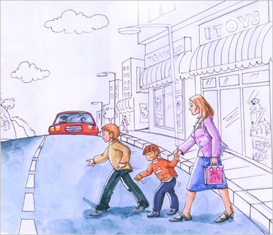 Traffic Awareness Book Illustration