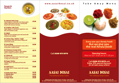 Indian takeaway menu design